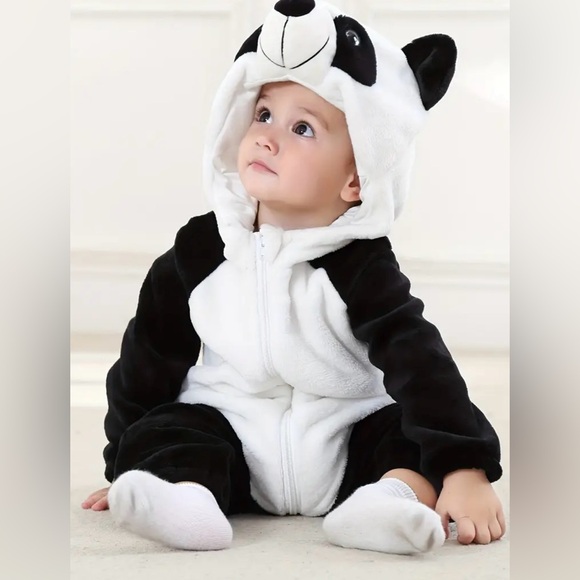Baby Panda Hooded Onesie | Halloween | Size 9-12 - Picture 1 of 8
